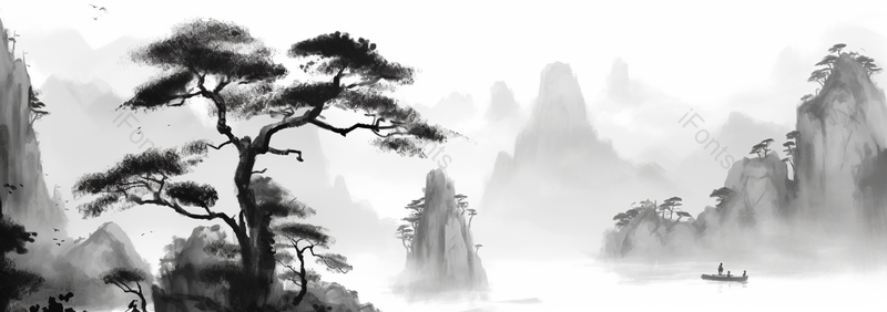 群山孤帆远影黑色水墨中国风背景,插画/手绘图,插画/手绘图库,插画/手绘图下载,插画/手绘
